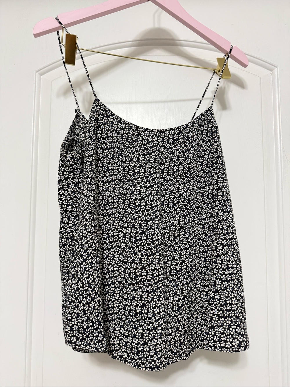 Reformation Black and White Ditsy Floral Camisole